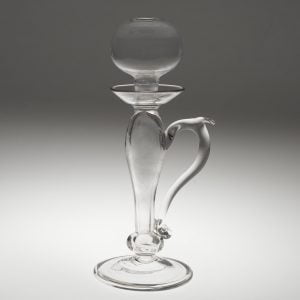 Victorian Glass Lacemakers Lamp with Folded Foot c1860