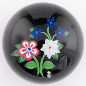 Baccarat Paperweight With Lampwork Flowers 1982