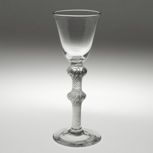 Double Knop Air Twist Stem Wine Glass c1750