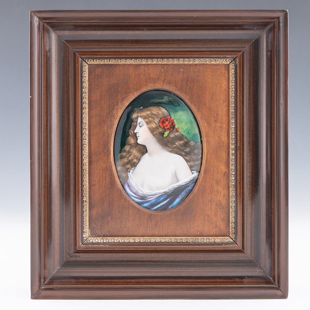 Limoges Enamel Portrait by Jules Sarlandie (1874-1936)