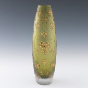 Turkish Pasabahce Vase Cameo Cut and Gilded 21st Century