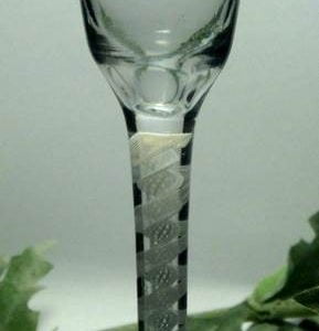 SOLD - Georgian Opaque Twist Helmet Foot Ale Glass c1760