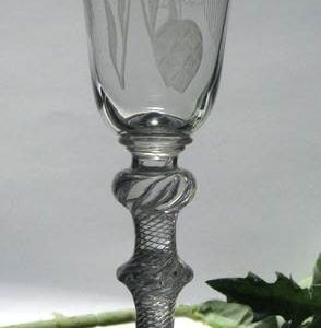 SOLD - Engraved Multi Spiral Air Twist Ale Glass c1750