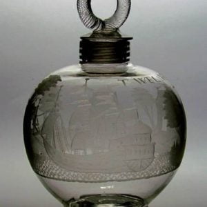 SOLD - Georgian Engraved Spirit Flask Decanter c1730