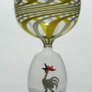 SOLD - Unusual Bimini Rooster Wine Glass c1925