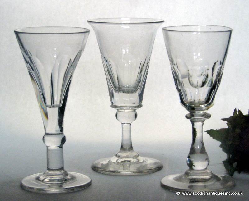 SOLD- Harlequin Set of Georgian Gin / Wine / Port Glasses c1800 - 1830