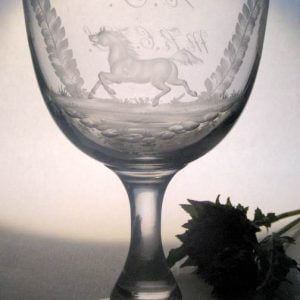 SOLD - Victorian Engraved MRCVS Engraved Glass Goblet 1871