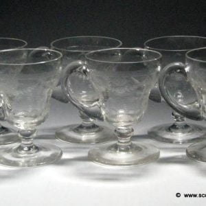 SOLD - Six Victorian Engraved Glass Custard Cups c1890