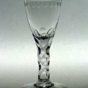 SOLD - Georgian Irish Facet Cut OXO Engraved Wine Glass c. 1780