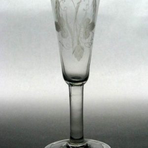 SOLD - Tall Georgian Engraved Plain Stem Ale Glass c1740
