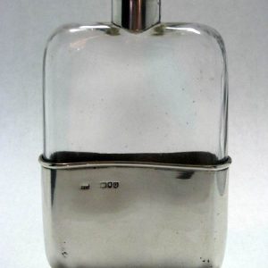 Victorian Sampson Mordan and Co Silver / Glass Hip Flask London 1891