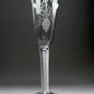 SOLD - Tall Georgian Engraved Air Twist Ale Glass ( 8 inches) c1750