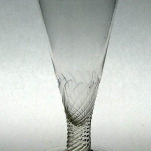 SOLD - Georgian Wrythen Ale Glass Folded Foot c.1750