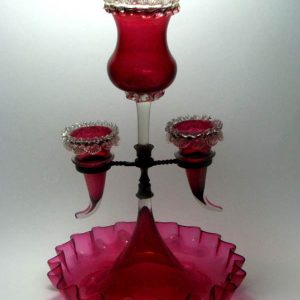 Victorian Cranberry Glass Epergne c1870