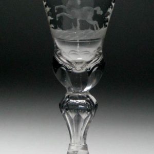 SOLD - Mid 18th century  “La Caprice Perd” Engraved Wine Glass