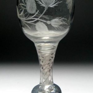 SOLD - 18th Century Jacobite Engraved Opaque Twist Glass c1760