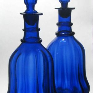 SOLD - Pair Victorian Blue Decanters c1850