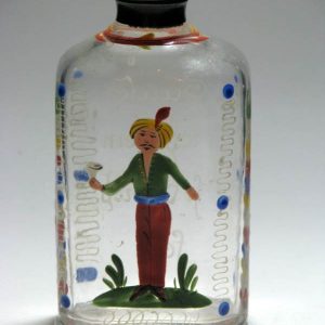 SOLD - German Enamelled Glass Schnapps Flask c1750