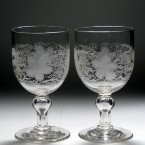 SOLD - Pair Large Victorian Engraved Glass Rummers c1880