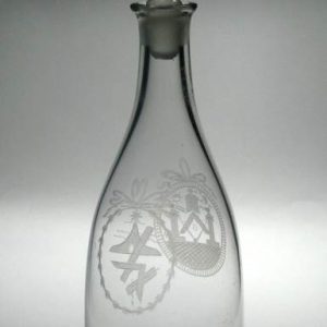 Georgian Masonic Engraved Tapered Glass Decanter c1785