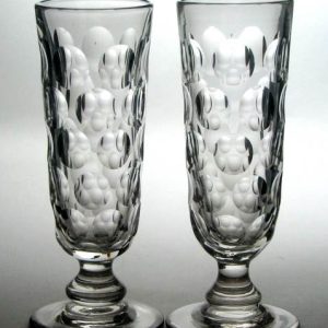 SOLD - Pair Victorian Lens Cut Ale Glasses c1870