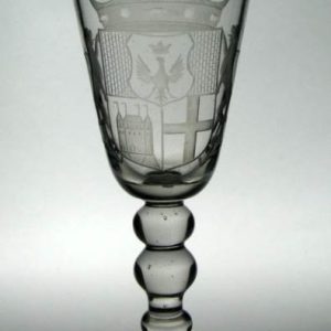 SOLD - Bohemian Armorial Engraved Glass Goblet c1780