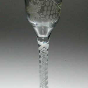 SOLD - Georgian Engraved Opaque Twist Wine Glass