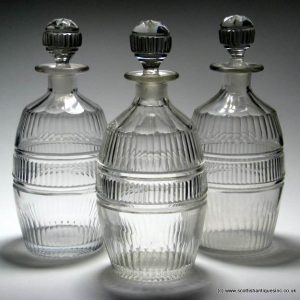 SOLD - Three Georgian Barrel Decanters c1810