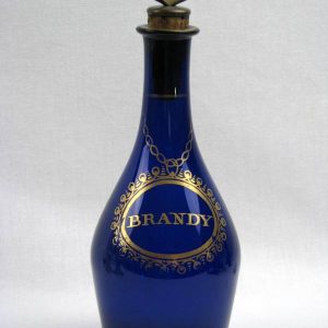 SOLD - Bristol Blue Gilded Brandy Decanter c1820