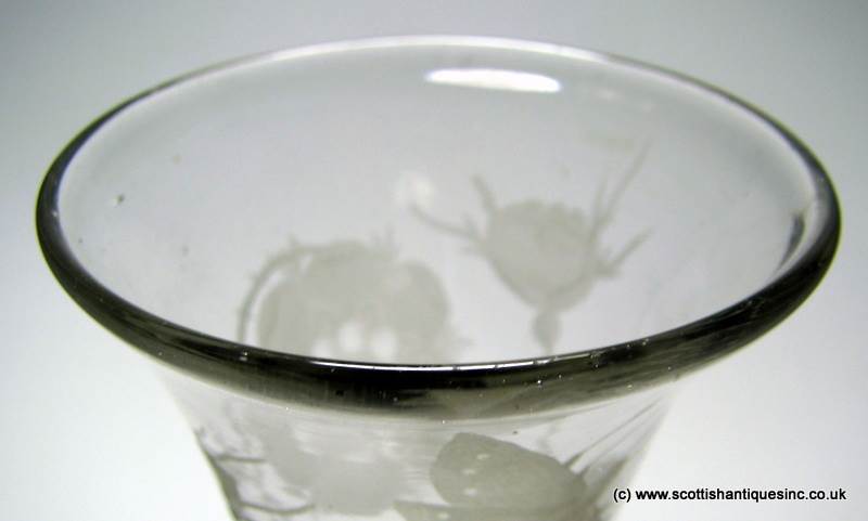 SOLD - 18th Century Jacobite Engraved Opaque Colour Twist Ale Glass - Image 4