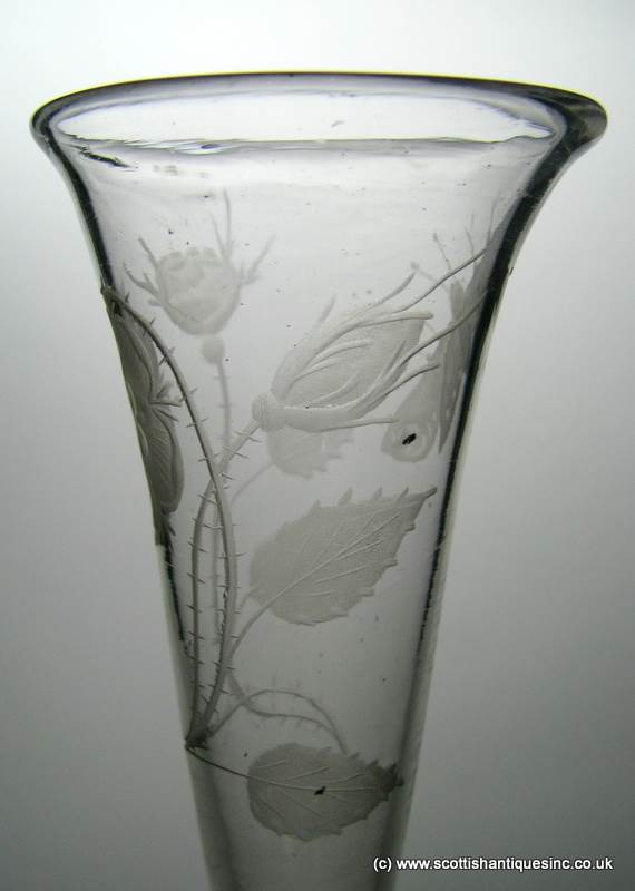 SOLD - 18th Century Jacobite Engraved Opaque Colour Twist Ale Glass - Image 7