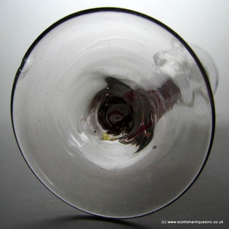 SOLD - 18th Century Jacobite Engraved Opaque Colour Twist Ale Glass - Image 8