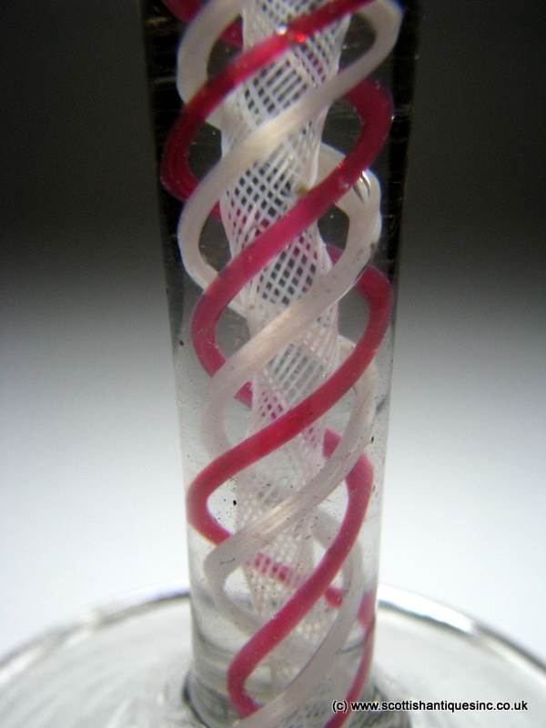 SOLD - 18th Century Jacobite Engraved Opaque Colour Twist Ale Glass - Image 9