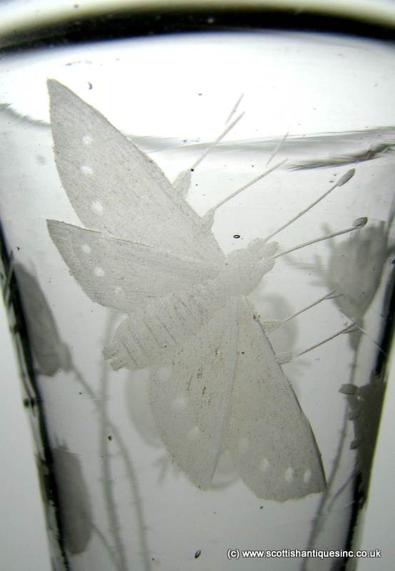 SOLD - 18th Century Jacobite Engraved Opaque Colour Twist Ale Glass - Image 10