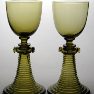 SOLD - Pair of Victorian Powell & Sons Wine Glasses c1905
