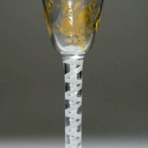 Georgian Giles Gilded Opaque Twist Wine Glass c1760