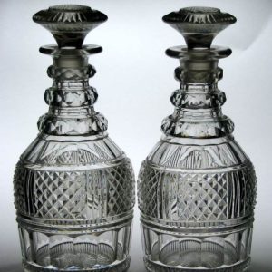 SOLD - Excellent Pair of Georgian Prussian Glass Decanters c1825