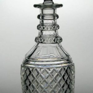 SOLD - Anglo Irish Strawberry Diamond Cut Glass Decanter c1825