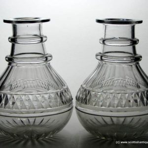 SOLD - Pair of Antique Anglo Irish Glass Wine Carafes c1830