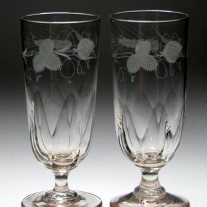 SOLD - Pair Victorian Engraved Ale Glasses c1860