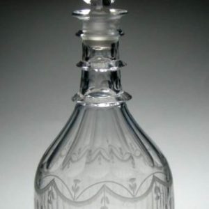 Georgian Engraved Broad Based Taper Decanter c1790