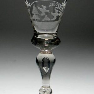 SOLD - North German Engraved Romantic Baluster Glass c1750