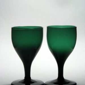 SOLD - Pair Georgian Green Wine Glasses c1820