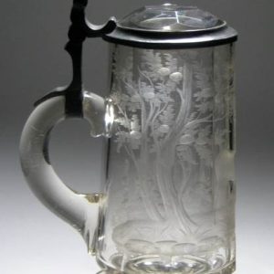 Bohemian Engraved Glass Tankard 1895