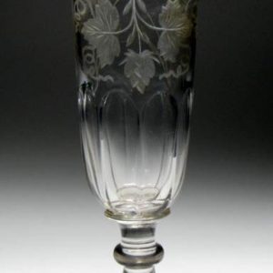 SOLD - Victorian Petal Moulded Engraved Ale Glass c1850