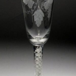 SOLD - Georgian Engraved Opaque Twist Ale Glass c1770