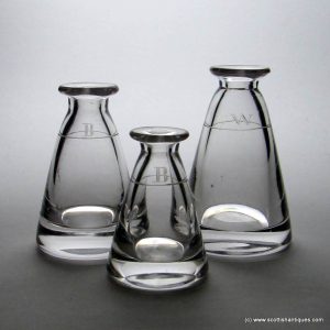 Three Victorian Engraved Glass ‘Pyramid’ Spirit Measures c1880
