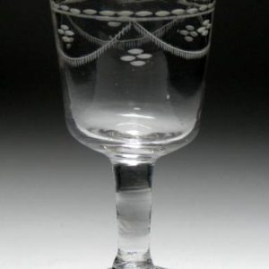 SOLD - Georgian Bucket Bowl Engraved Port Glass c1770