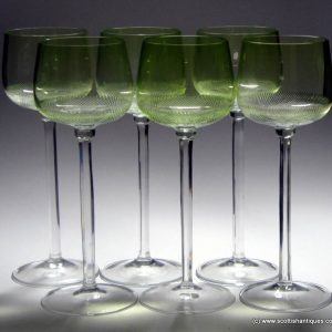Six Early 20th Century French Wine Glasses c1910