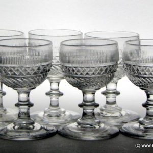 SOLD - Six Georgian Irish Cut Port Glasses c1810